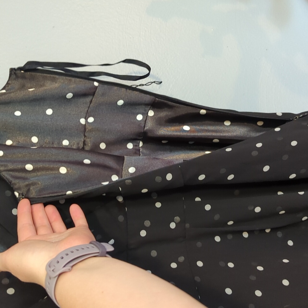WHBM White House Black Market Polkadot Swing Dancing Dress In Black And White 12 - Picture 9 of 16
